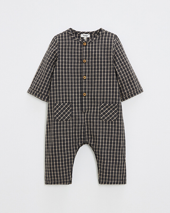 Pyjama une pièce en flanelle Coloris gris anthracite chiné Natalys