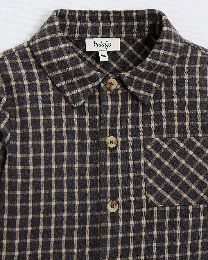 Chemise en flanelle Coloris gris anthracite chin&eacute;  Natalys