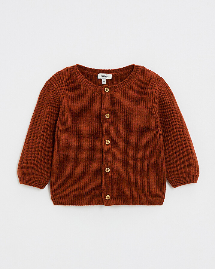 Gilet en laine M&eacute;rinos Coloris rouille  Natalys