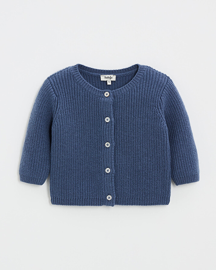 Gilet en laine m&eacute;rinos Coloris Bleu  Natalys