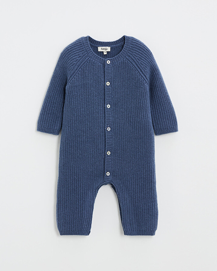 Combinaison longue sans pied en laine m&eacute;... Coloris Bleu  Natalys
