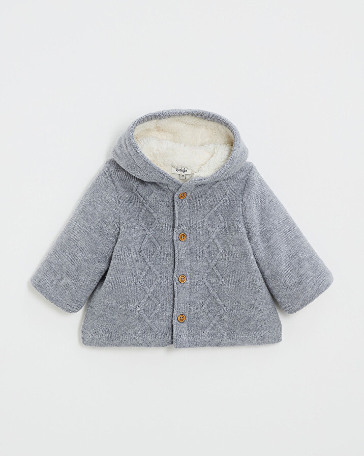 Veste &agrave; capuche en laine m&eacute;rinos Coloris Gris  Natalys