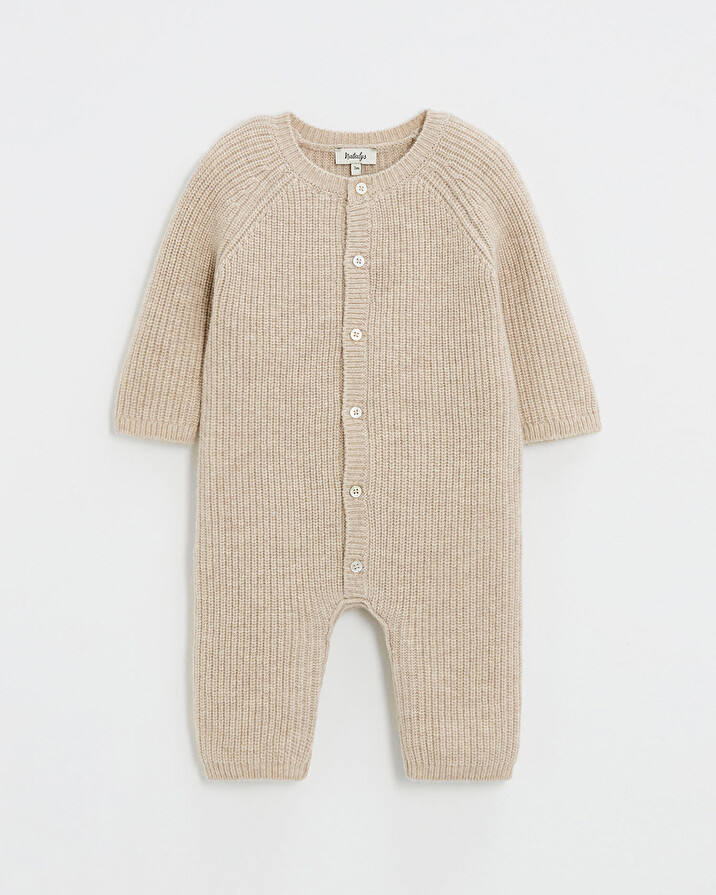 Combinaison longue sans pied en laine m&eacute;... Coloris Beige  Natalys
