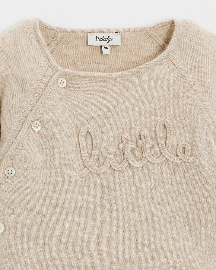 Ensemble brodé en laine mérinos Coloris Beige Natalys