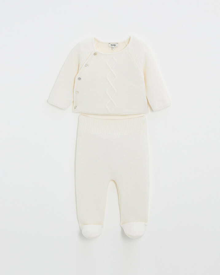 Ensemble en laine mérinos Coloris Ecru Natalys