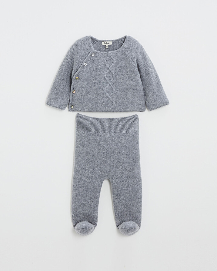 Ensemble en laine mérinos Coloris Gris Natalys