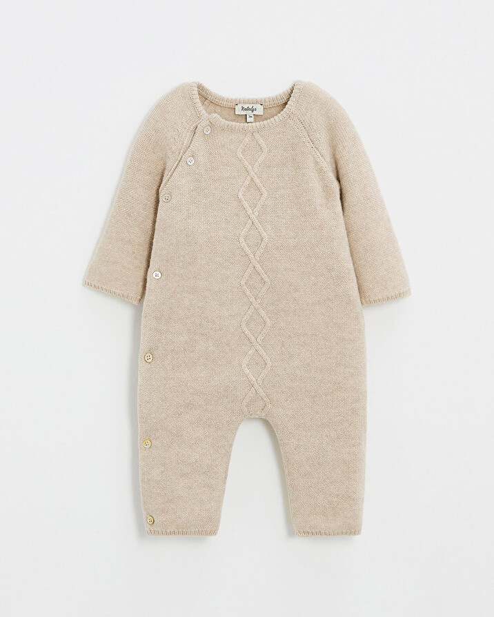 Combinaison longue sans pied en laine mé... Coloris Beige Natalys