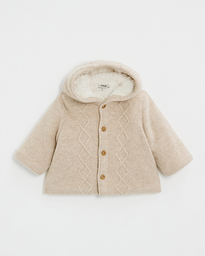 Veste à capuche en laine mérinos Coloris Beige Natalys