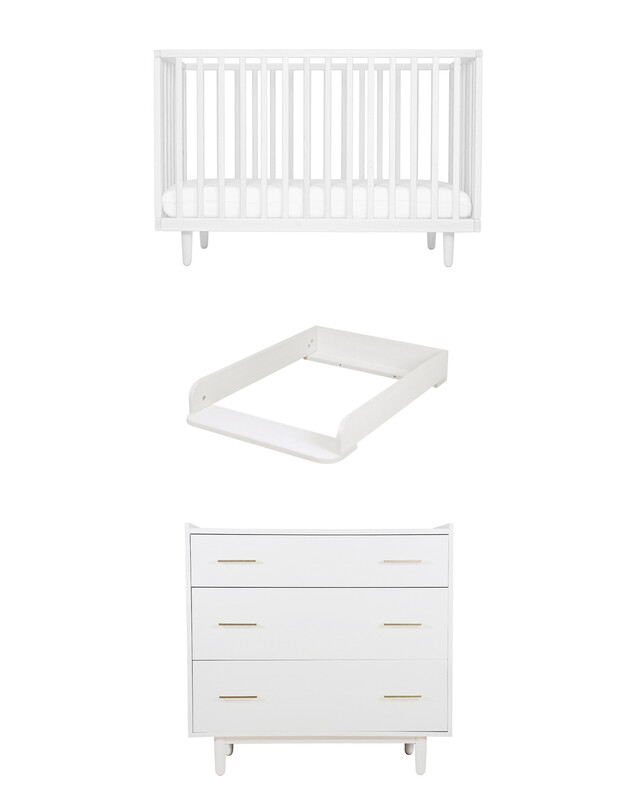 Pack lit évolutif Fantine 60x120 cm + commode + plan à langer Coloris blanc Natalys