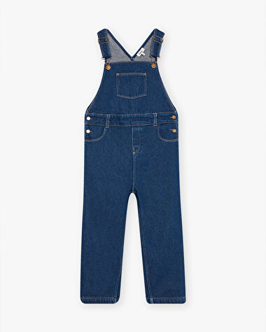 Salopette longue en denim Coloris bleu marine  Natalys
