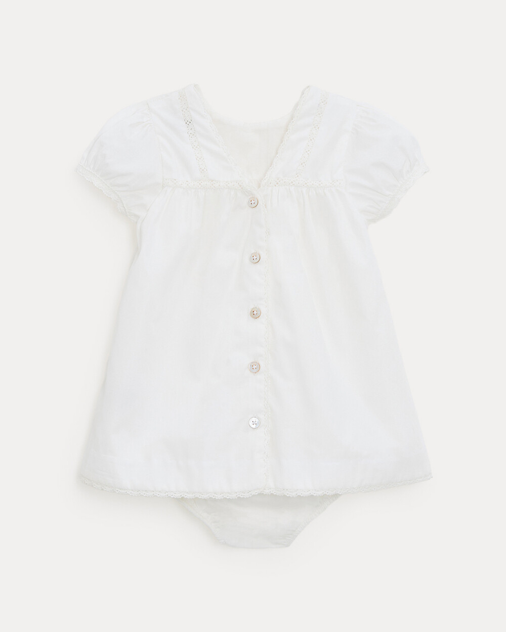 Robe en popeline finition dentelle Grace Coloris &eacute;cru  Natalys