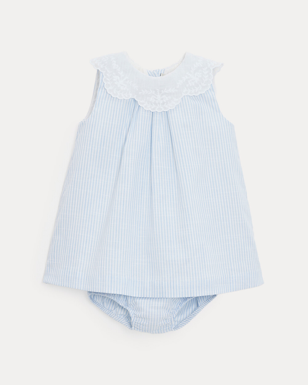 Robe &agrave; col brod&eacute; Capucine Imprim&eacute; rayures ciel  Natalys