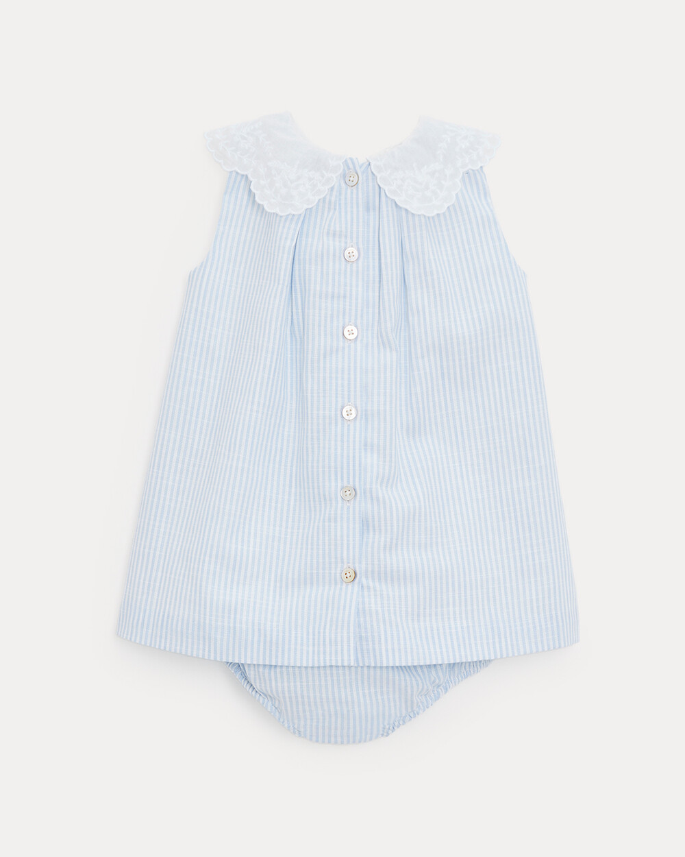 Robe &agrave; col brod&eacute; Capucine Imprim&eacute; rayures ciel  Natalys