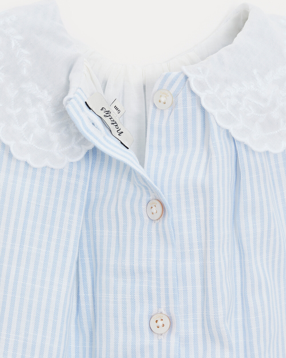 Robe &agrave; col brod&eacute; Capucine Imprim&eacute; rayures ciel  Natalys