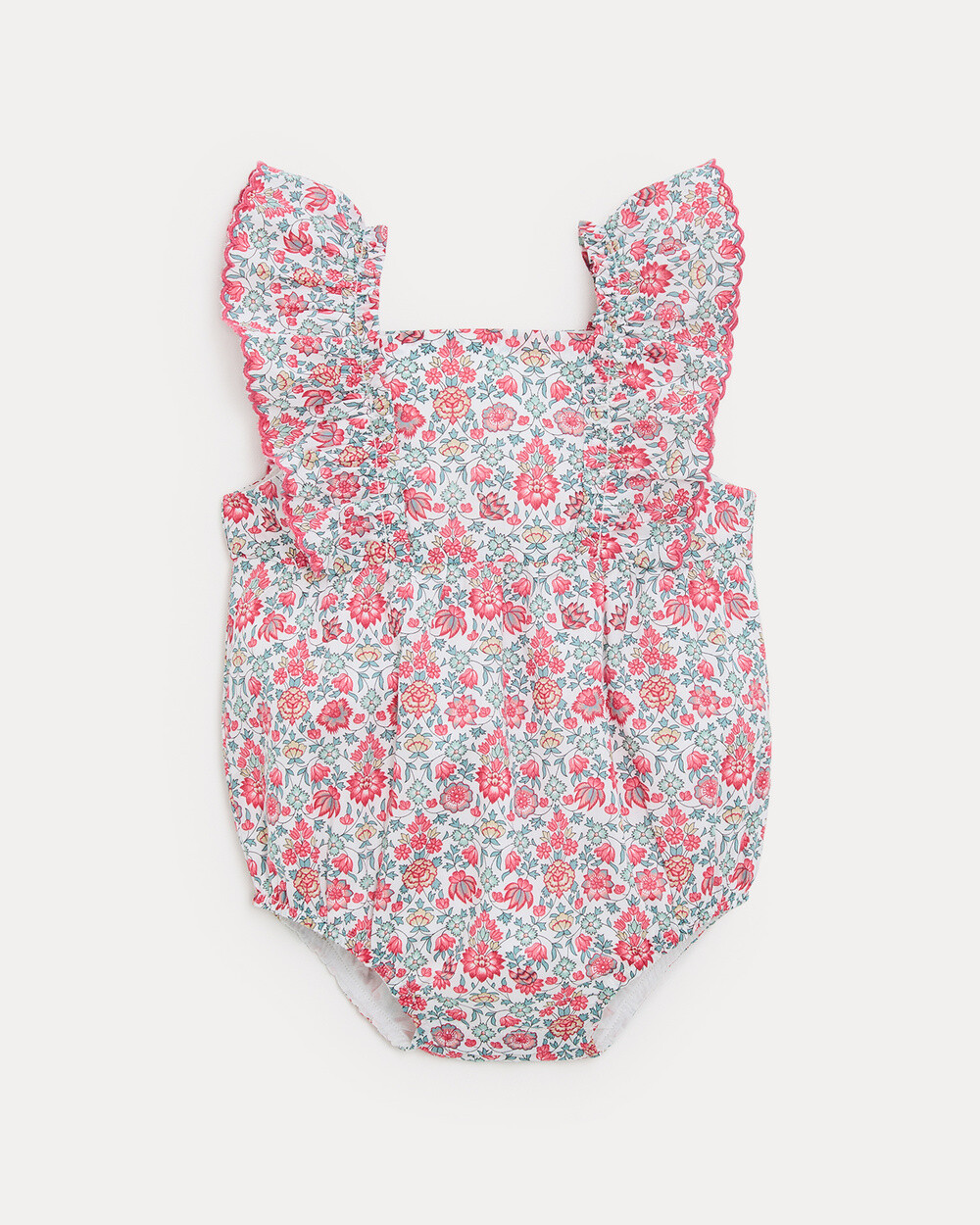 Barboteuse &agrave; bretelles Domitille En tissu Liberty  Natalys
