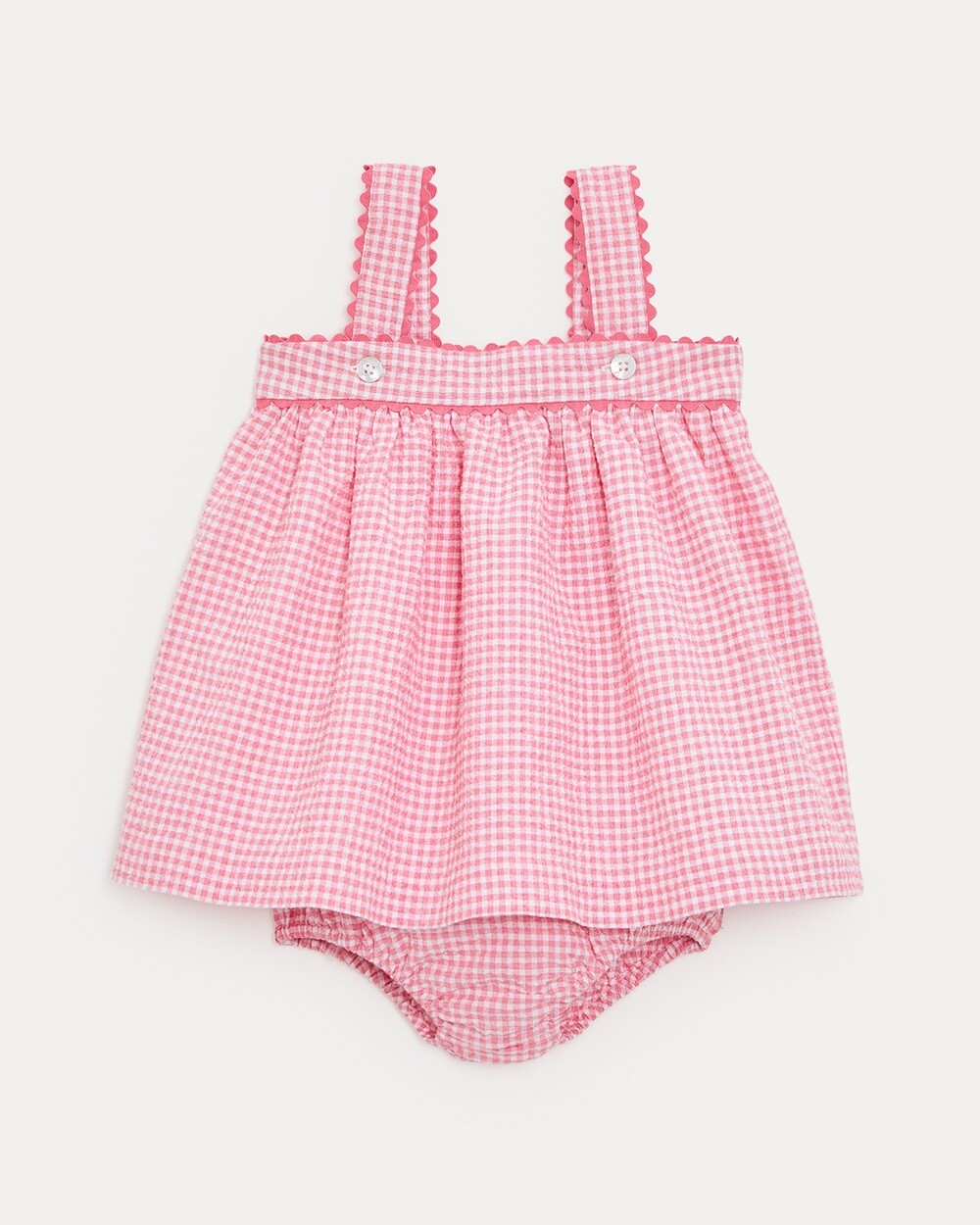 Robe &agrave; bretelles en seersucker Romane Imprim&eacute; vichy grenadine  Natalys