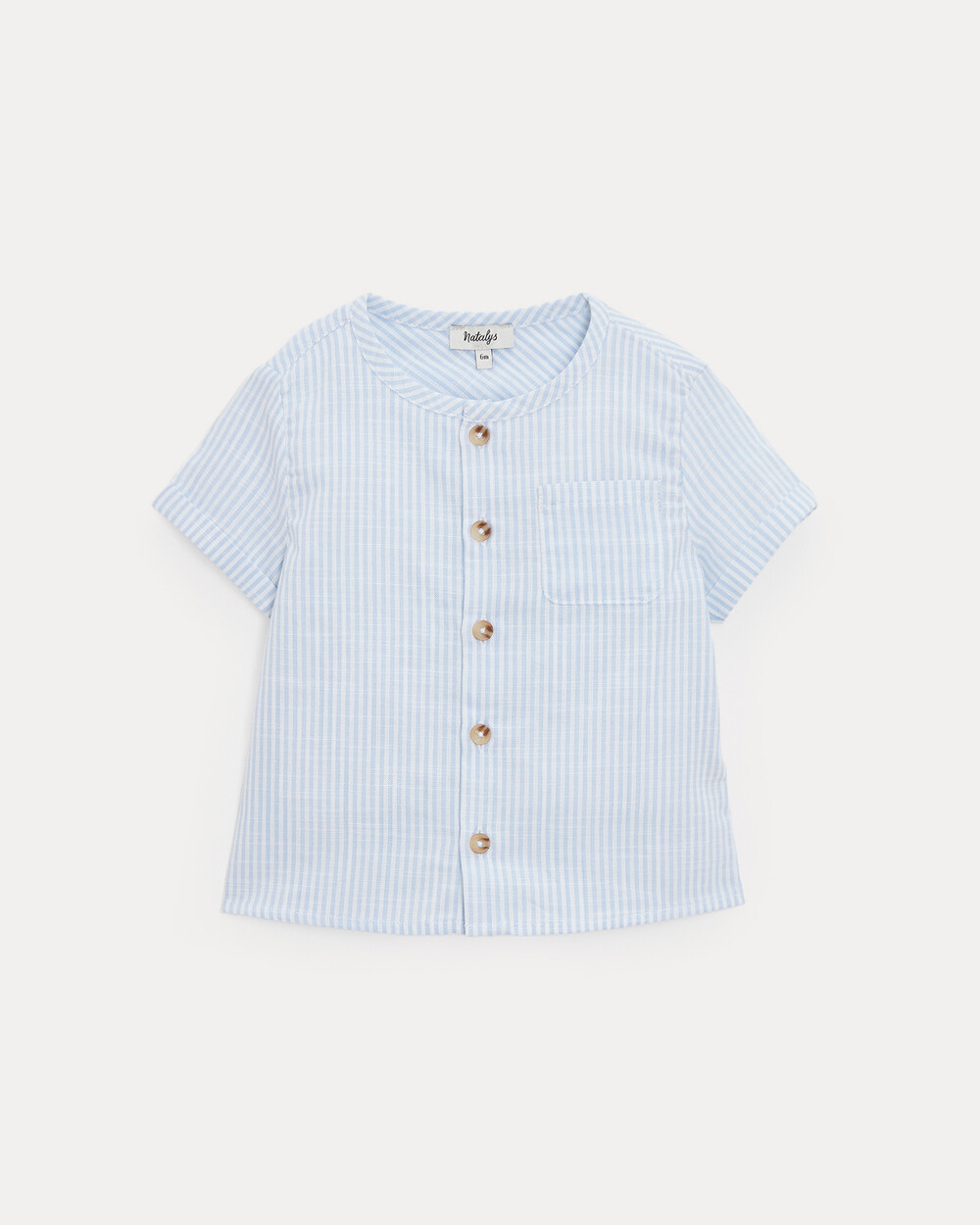 Chemise &agrave; manches courtes Th&eacute;odore Imprim&eacute; rayures ciel  Natalys