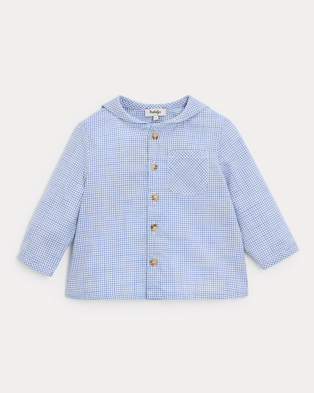 Chemise à manches longues Augustin Imprimé carreaux bleu Natalys