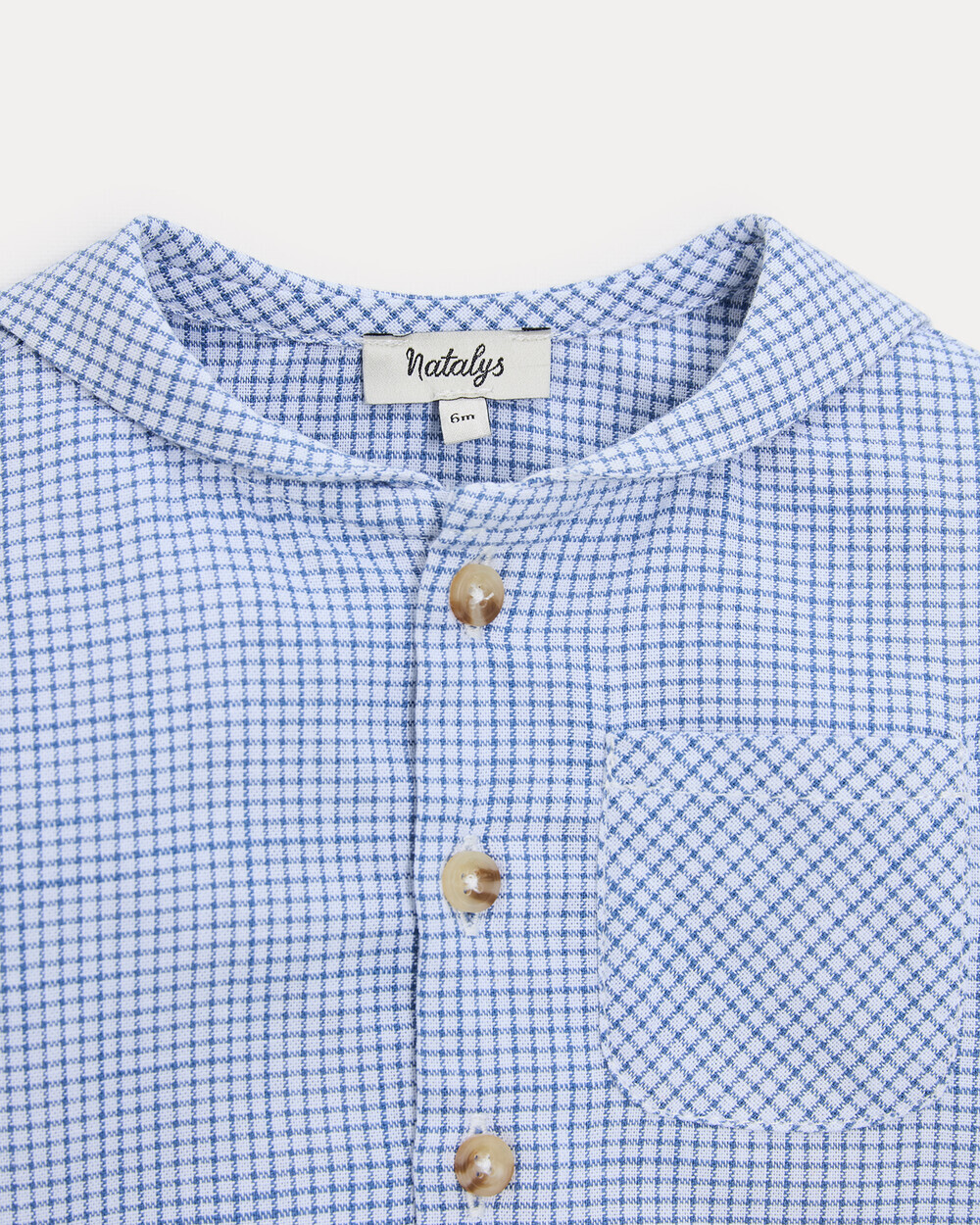 Chemise à manches longues Augustin Imprimé carreaux bleu Natalys