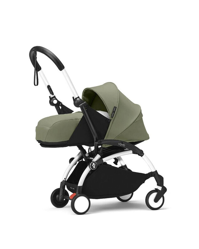 Poussette YOYO³ pack nouveau-né 0+ avec cadre blanc Coloris olive Stokke