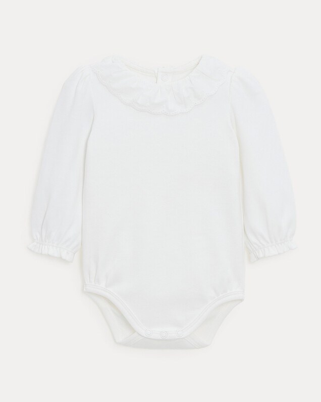 Body manches longues à col brodé Rose Coloris écru Natalys