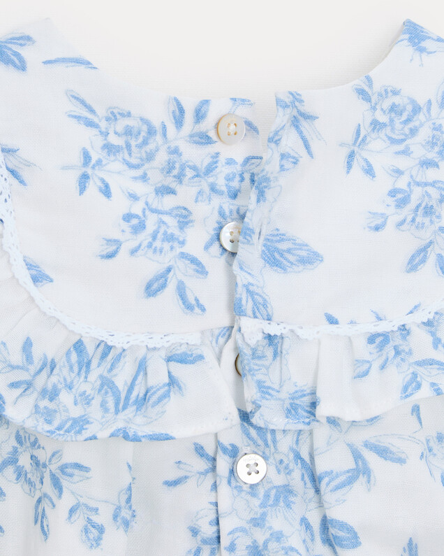 Barboteuse en gaze de coton Célestine Imprimé porcelaine Natalys