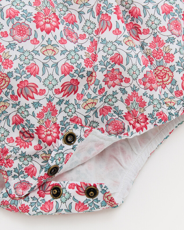 Barboteuse à bretelles Domitille En tissu Liberty Natalys