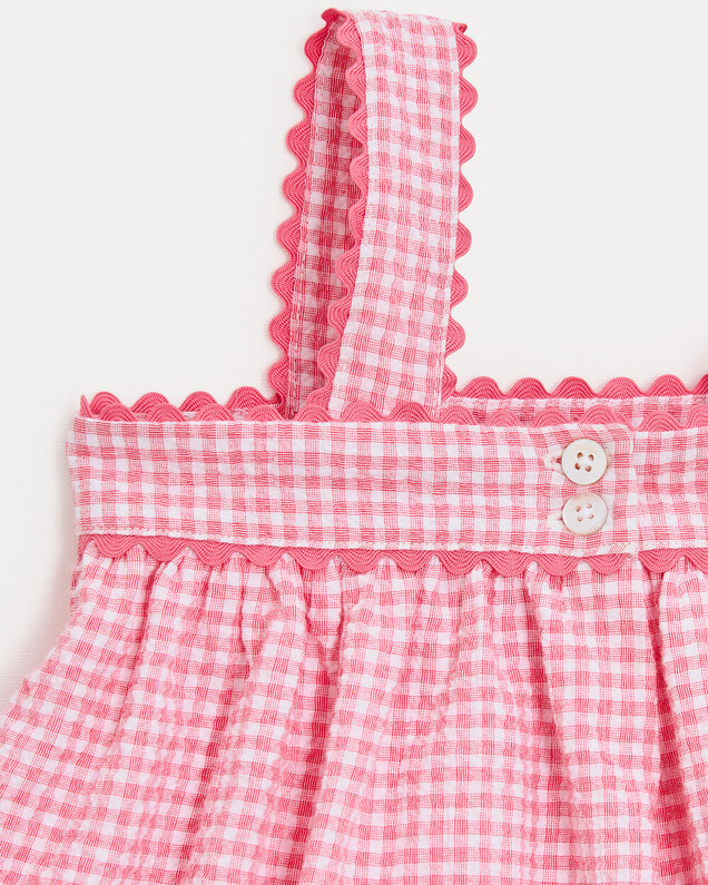 Robe à bretelles en seersucker Romane Imprimé vichy grenadine Natalys
