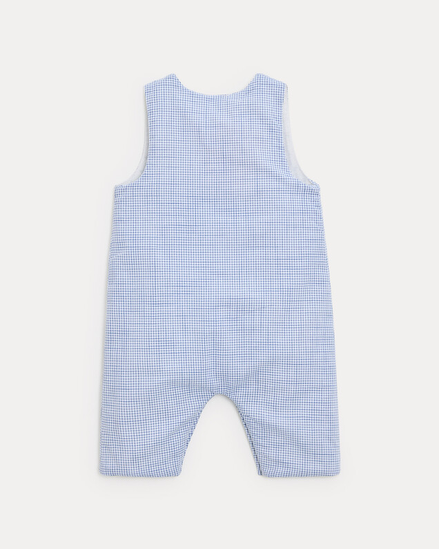 Combinaison longue en toile de coton Mar... Imprimé carreaux bleu Natalys
