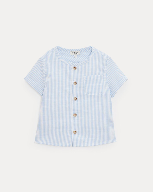 Chemise à manches courtes Théodore Imprimé rayures ciel Natalys