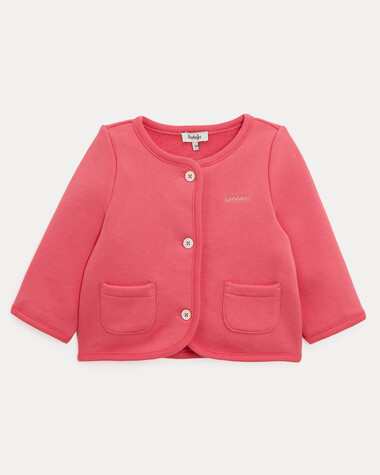 Gilet en molleton brod&eacute; bonheur Camill... Coloris grenadine  Natalys