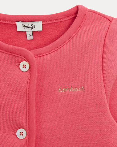 Gilet en molleton brod&eacute; bonheur Camill... Coloris grenadine  Natalys