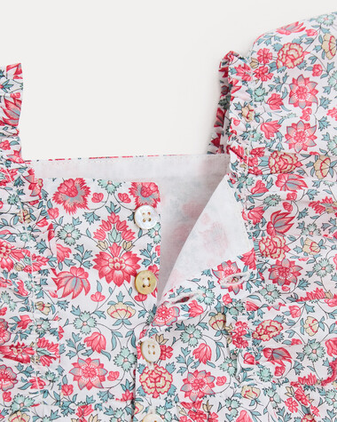 Barboteuse &agrave; bretelles Domitille En tissu Liberty  Natalys