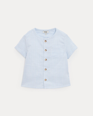 Chemise &agrave; manches courtes Th&eacute;odore Imprim&eacute; rayures ciel  Natalys