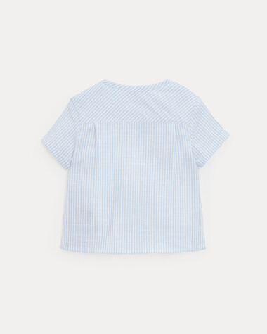 Chemise &agrave; manches courtes Th&eacute;odore Imprim&eacute; rayures ciel  Natalys