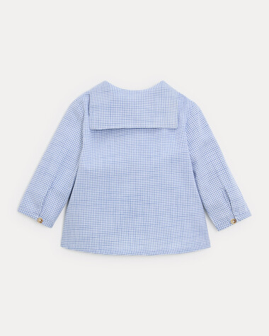 Chemise &agrave; manches longues Augustin Imprim&eacute; carreaux bleu  Natalys
