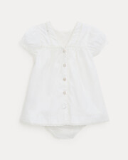 Robe en popeline finition dentelle Grace Coloris &eacute;cru  Natalys