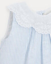 Robe &agrave; col brod&eacute; Capucine Imprim&eacute; rayures ciel  Natalys