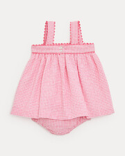 Robe &agrave; bretelles en seersucker Romane Imprim&eacute; vichy grenadine  Natalys