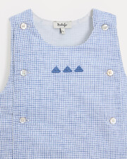Combinaison longue en toile de coton Mar... Imprim&eacute; carreaux bleu  Natalys