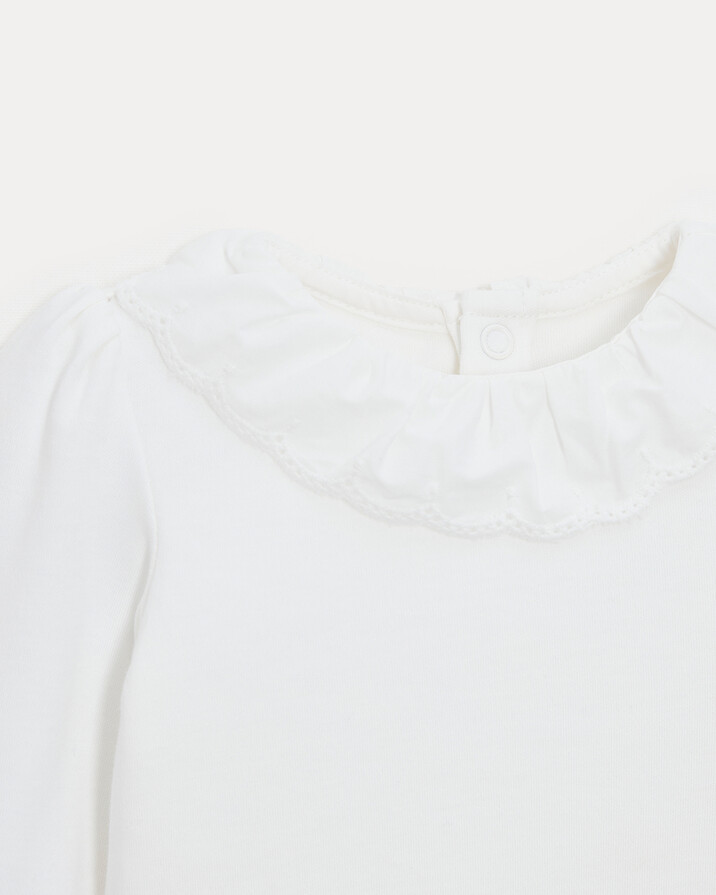 Body manches longues &agrave; col brod&eacute; Rose Coloris &eacute;cru  Natalys
