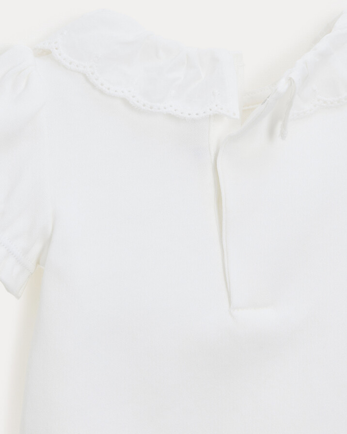Body manches courtes &agrave; col brod&eacute; Lucie Coloris &eacute;cru  Natalys