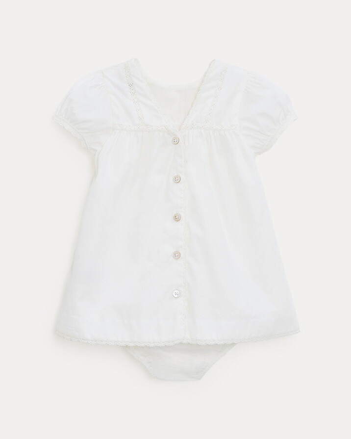 Robe en popeline finition dentelle Grace Coloris &eacute;cru  Natalys