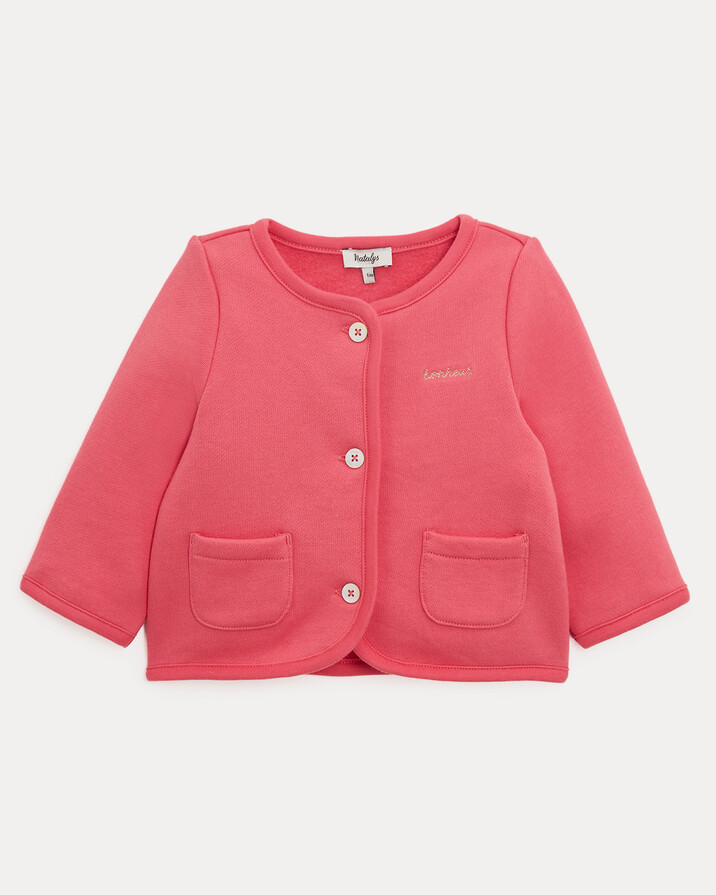 Gilet en molleton brod&eacute; bonheur Camill... Coloris grenadine  Natalys