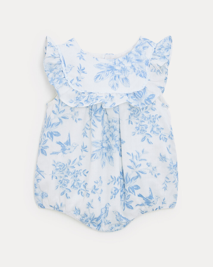 Barboteuse en gaze de coton C&eacute;lestine Imprim&eacute; porcelaine  Natalys