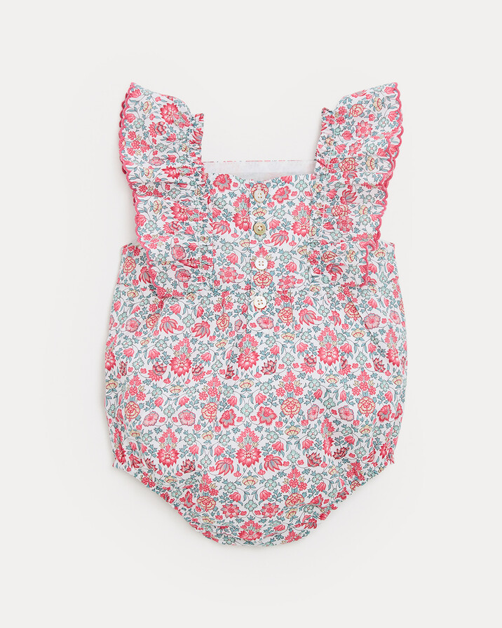 Barboteuse &agrave; bretelles Domitille En tissu Liberty  Natalys