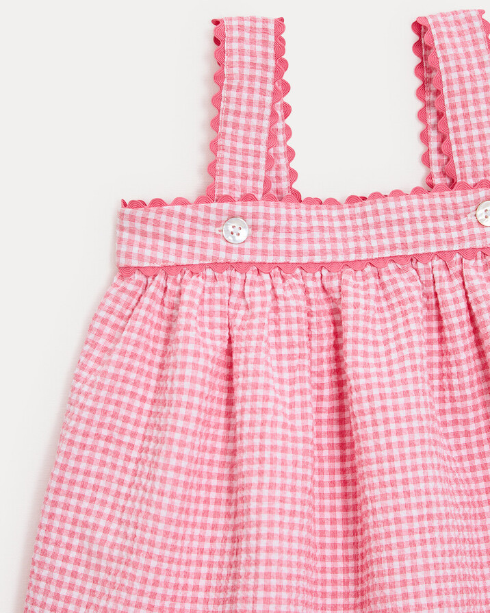 Robe &agrave; bretelles en seersucker Romane Imprim&eacute; vichy grenadine  Natalys