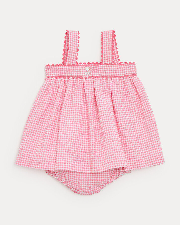 Robe &agrave; bretelles en seersucker Romane Imprim&eacute; vichy grenadine  Natalys