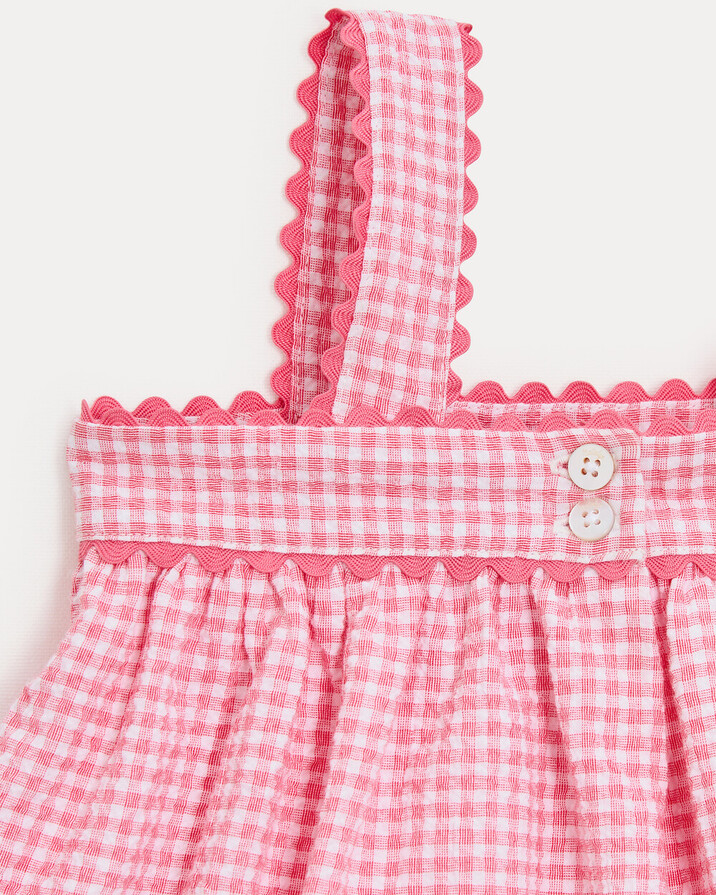 Robe &agrave; bretelles en seersucker Romane Imprim&eacute; vichy grenadine  Natalys