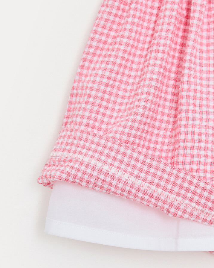 Robe &agrave; bretelles en seersucker Romane Imprim&eacute; vichy grenadine  Natalys